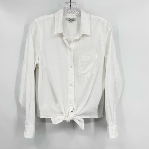 Madewell Tops - Madewell Tie-Front Shirt Long Sleeves Button Closure White Size S